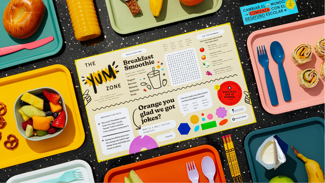 Project Bread Breakfast Placemat with trays of school meals