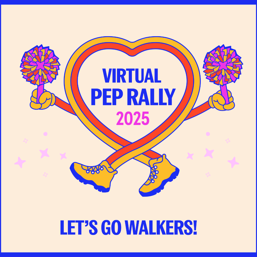 A heart with sneakers is walking with pom poms