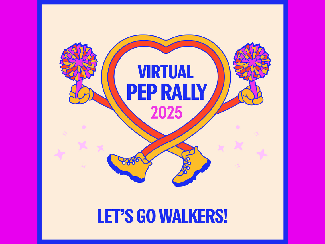 A heart with sneakers is walking with pom poms