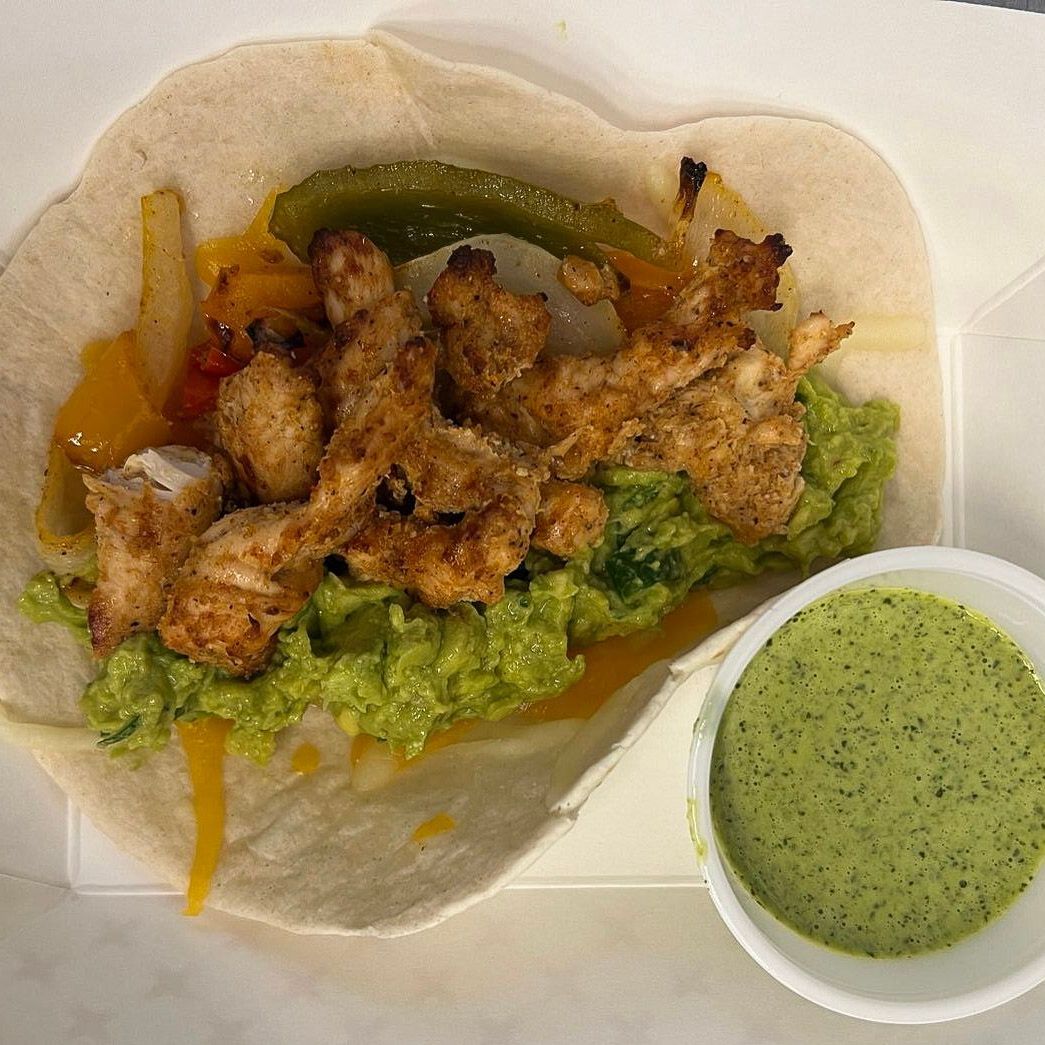 Cilantro sauce accompanies a meal